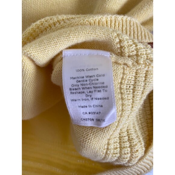 Talbots Yellow Button-Down Cardigan Sweater Womens Small 100% Cotton 3/4 Sleeves - Picture 4 of 5